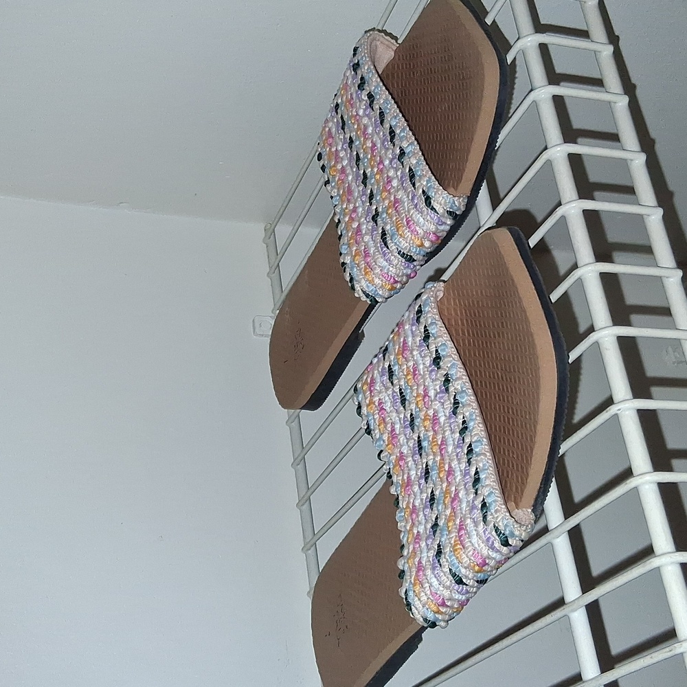 Size 7 Multicolor Woven Slide Sandals